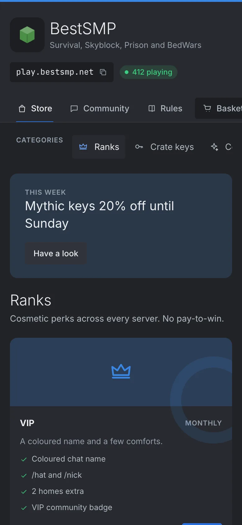 A webstore on a phone.