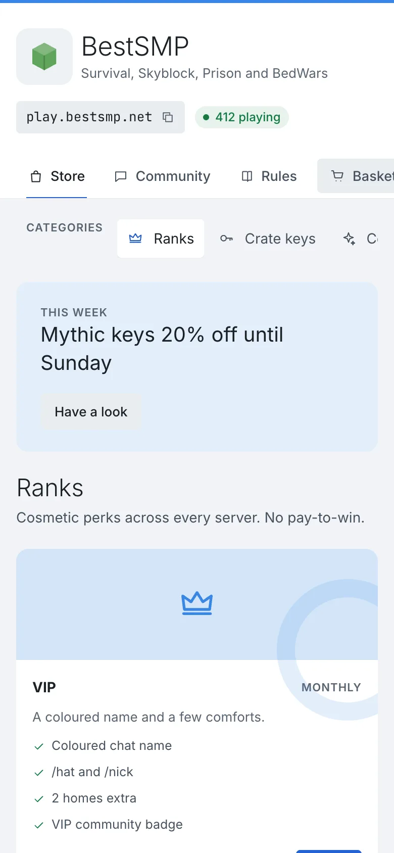 A webstore on a phone.